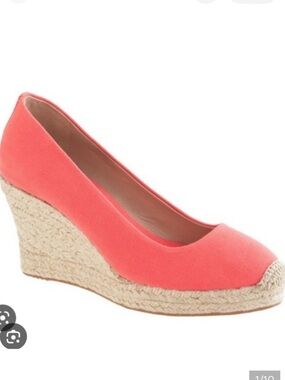 J. Crew Coral Canvas Espadrille Wedges